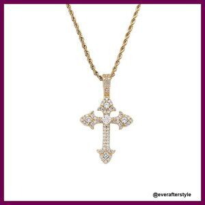 14K Gold Moissanite Cross Pendant Necklace Delicate Elegant Gift
